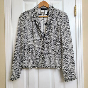 Jones New York Floral Lace Silk Lined Blazer Elegant Formal Corp Coquette Size 8